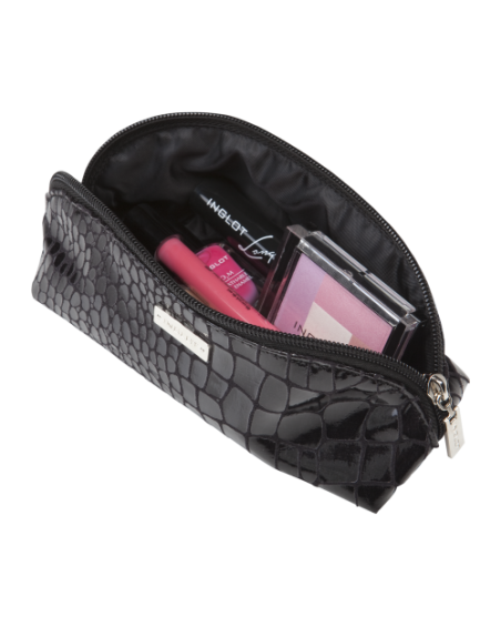 MAKEUP PENCIL CASE SNAKE SKIN PATTERN BLACK (R23984B)