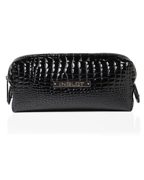 Kosmetiktasche mit Krokodilleder Muster Schwarz Klein (R24393)