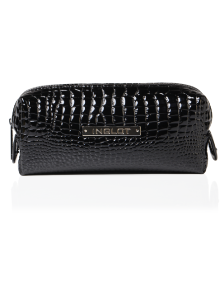 Kosmetiktasche mit Krokodilleder Muster Schwarz Klein (R24393)