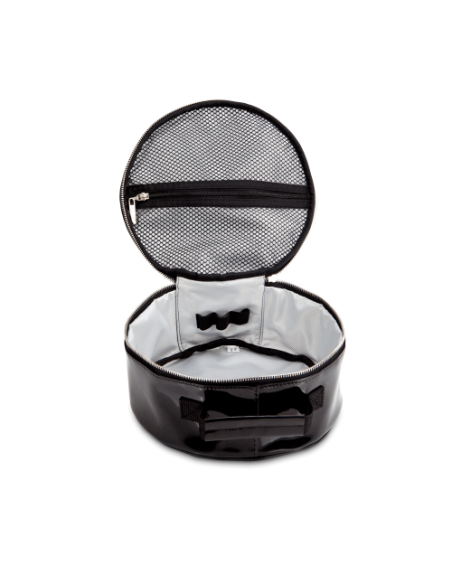 RUNDE Lack-Kosmetiktasche schwarz