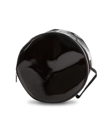 RUNDE Lack-Kosmetiktasche schwarz