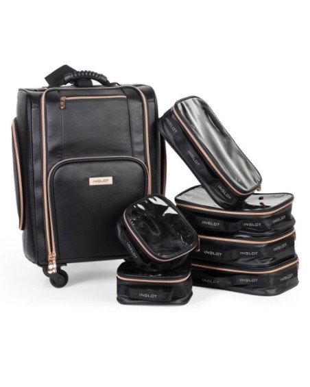 Kufer kosmetyczny na kółkach BLACK & ROSE GOLD (KC-P46S)